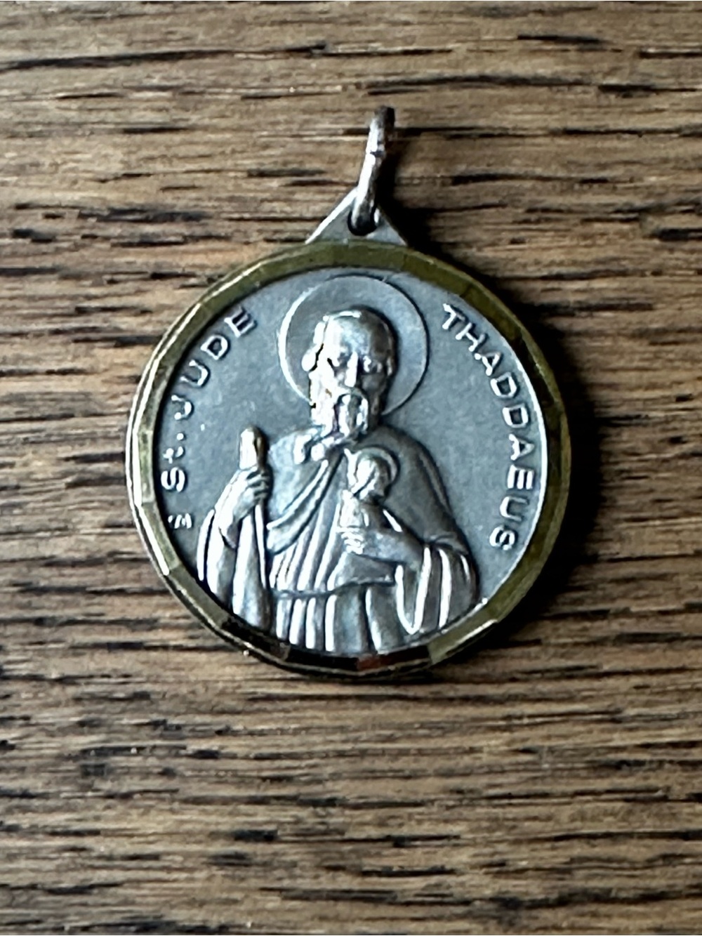 ✝️ Vintage St. Jude Thaddeus & Holy Trinity Religious Medal Pendant